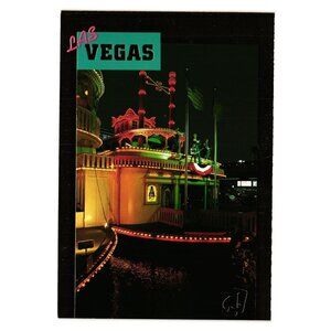 Holiday Inn Casino Vintage Postcard Las Vegas Casino Restaurant Night Light